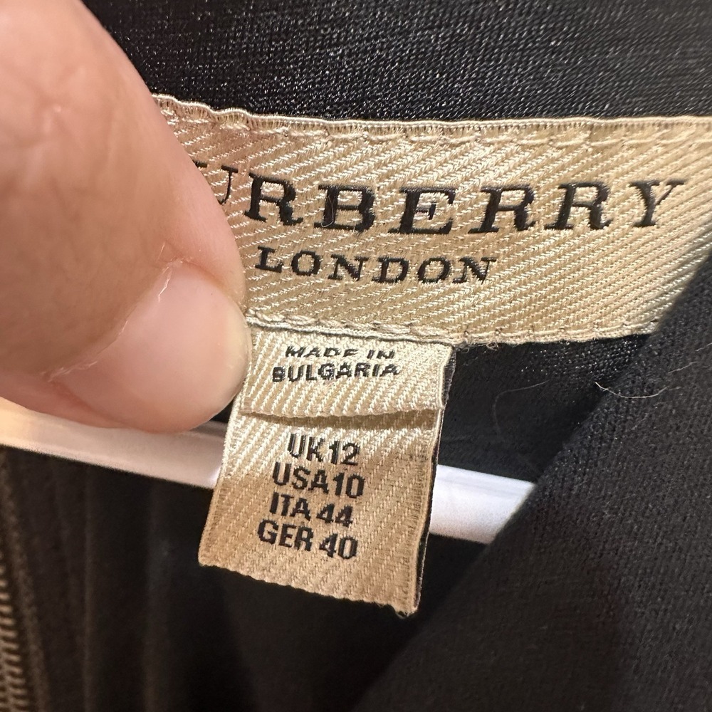 Burberry London Black Dress 10 Long Sleeve Knee Length Office Minimalist Luxury - Picture 8 of 14